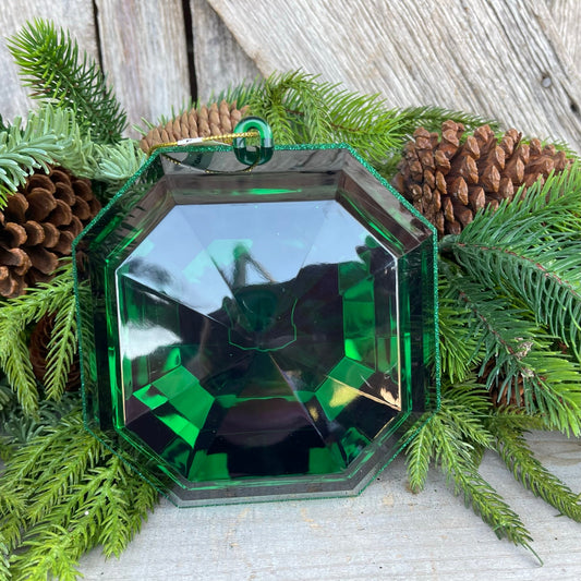 6" Emerald Green Square Jewel, Christmas Jewel Ornament