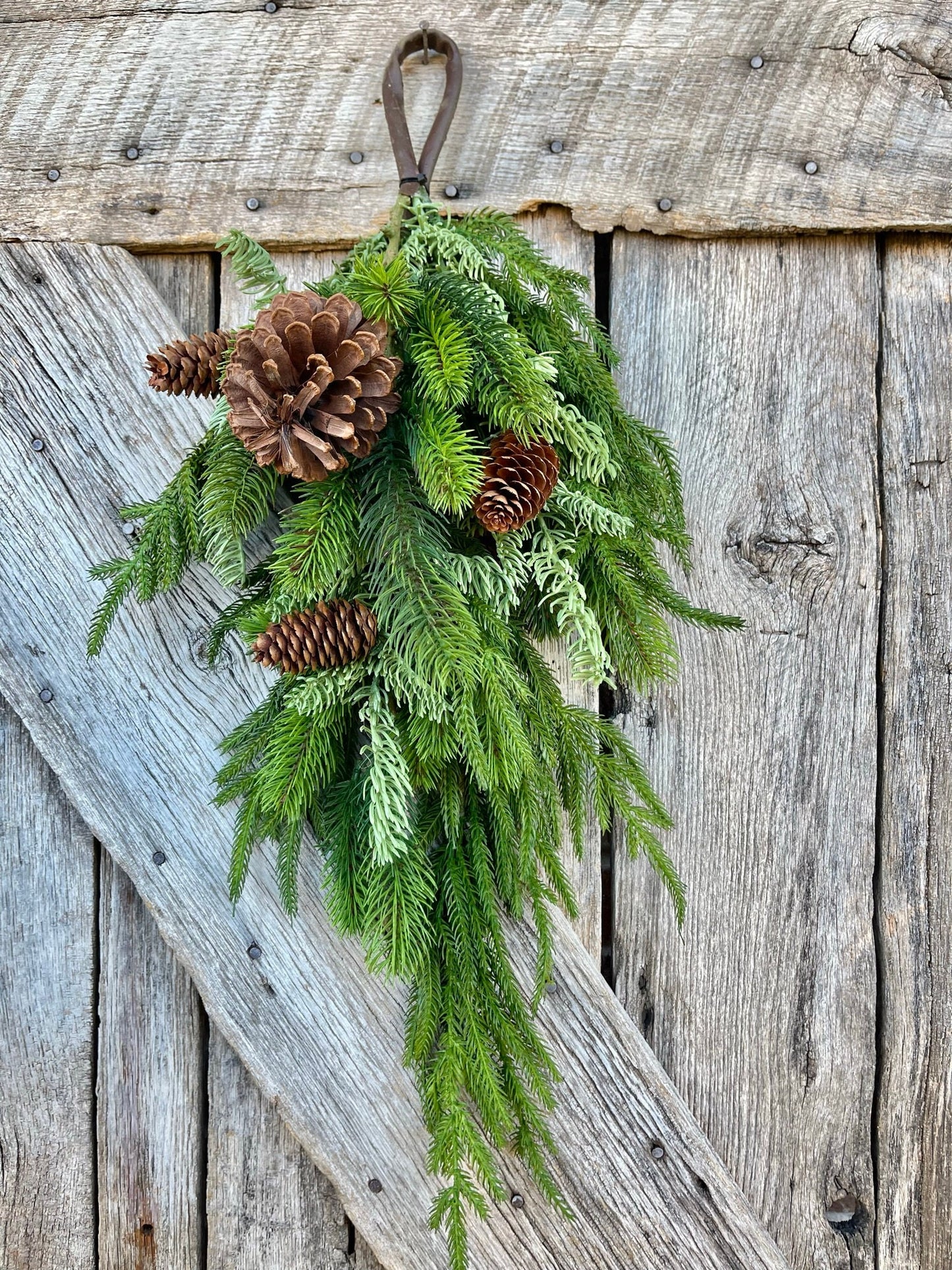 27" Real Touch Norfolk SPruce Juniper Teardrop Swag