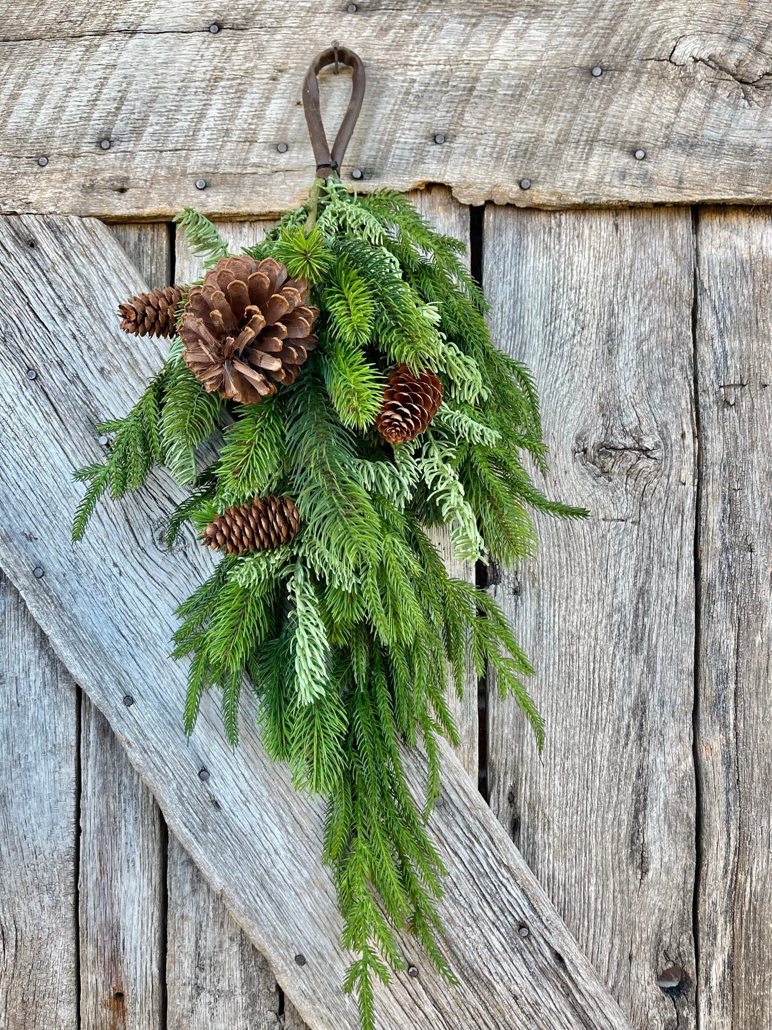 27" Real Touch Norfolk SPruce Juniper Teardrop Swag