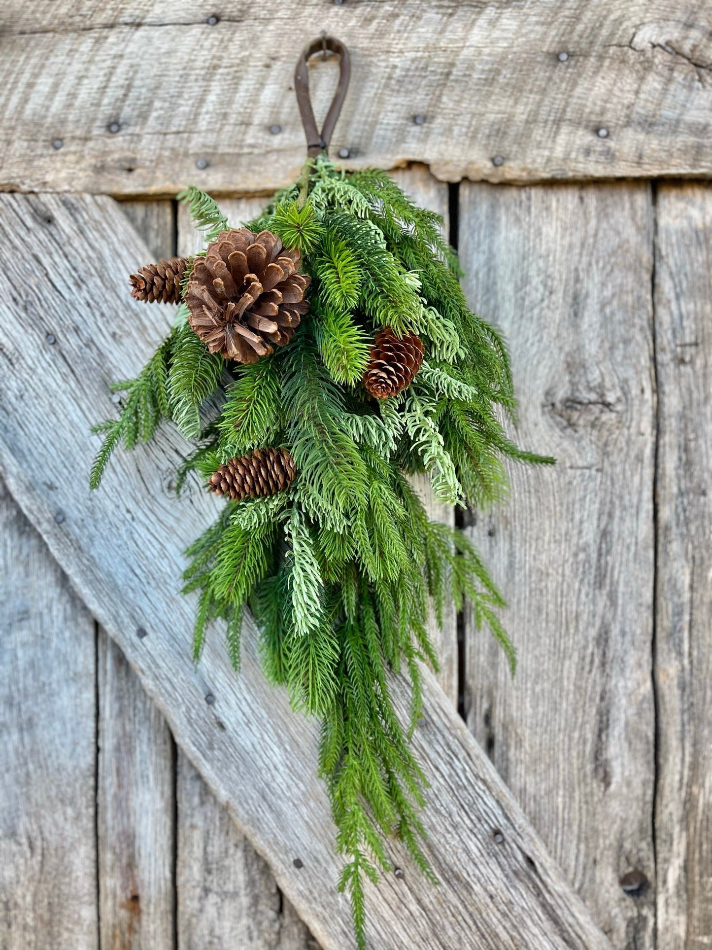 27" Real Touch Norfolk SPruce Juniper Teardrop Swag