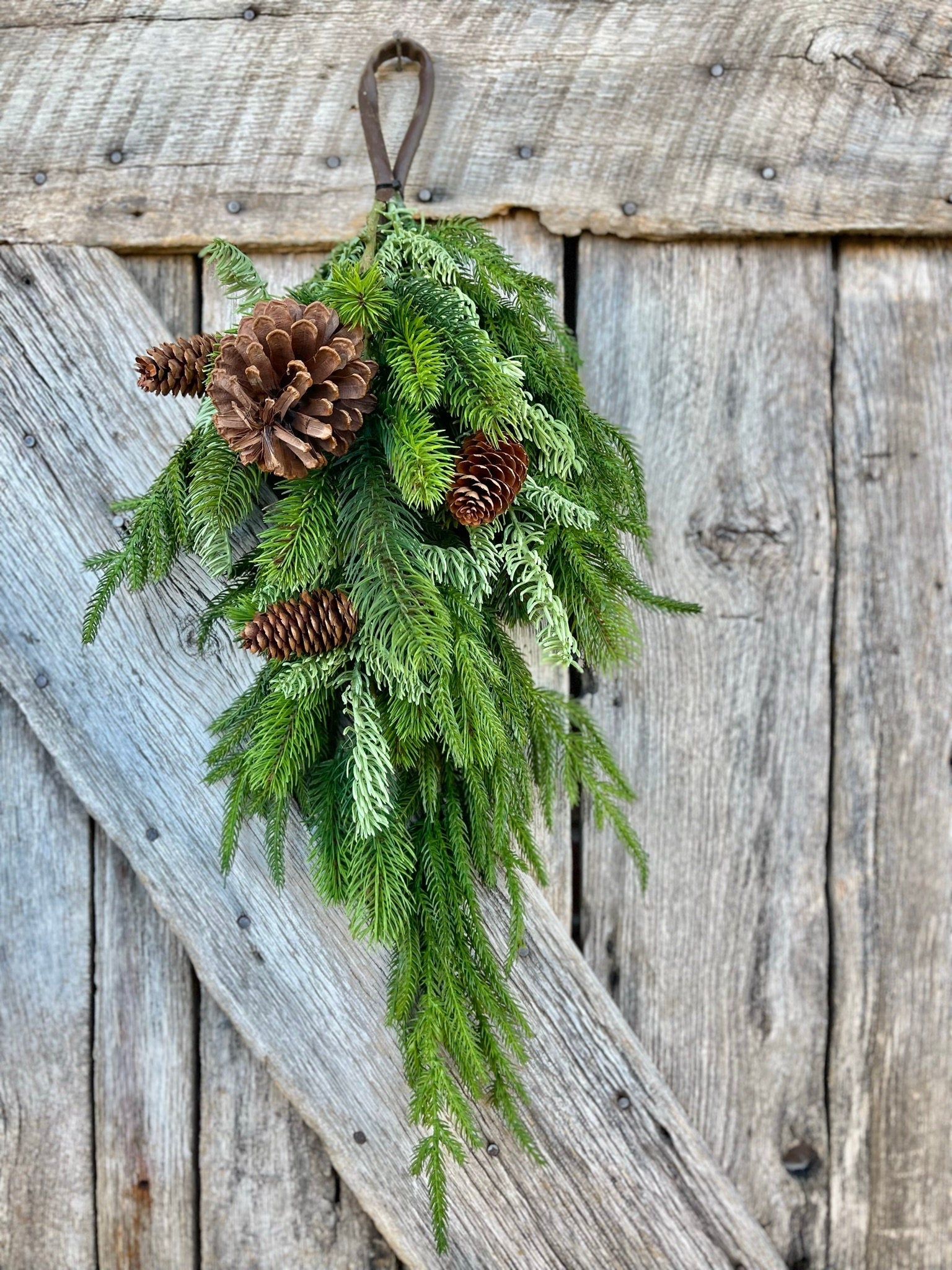 27" Real Touch Norfolk SPruce Juniper Teardrop Swag