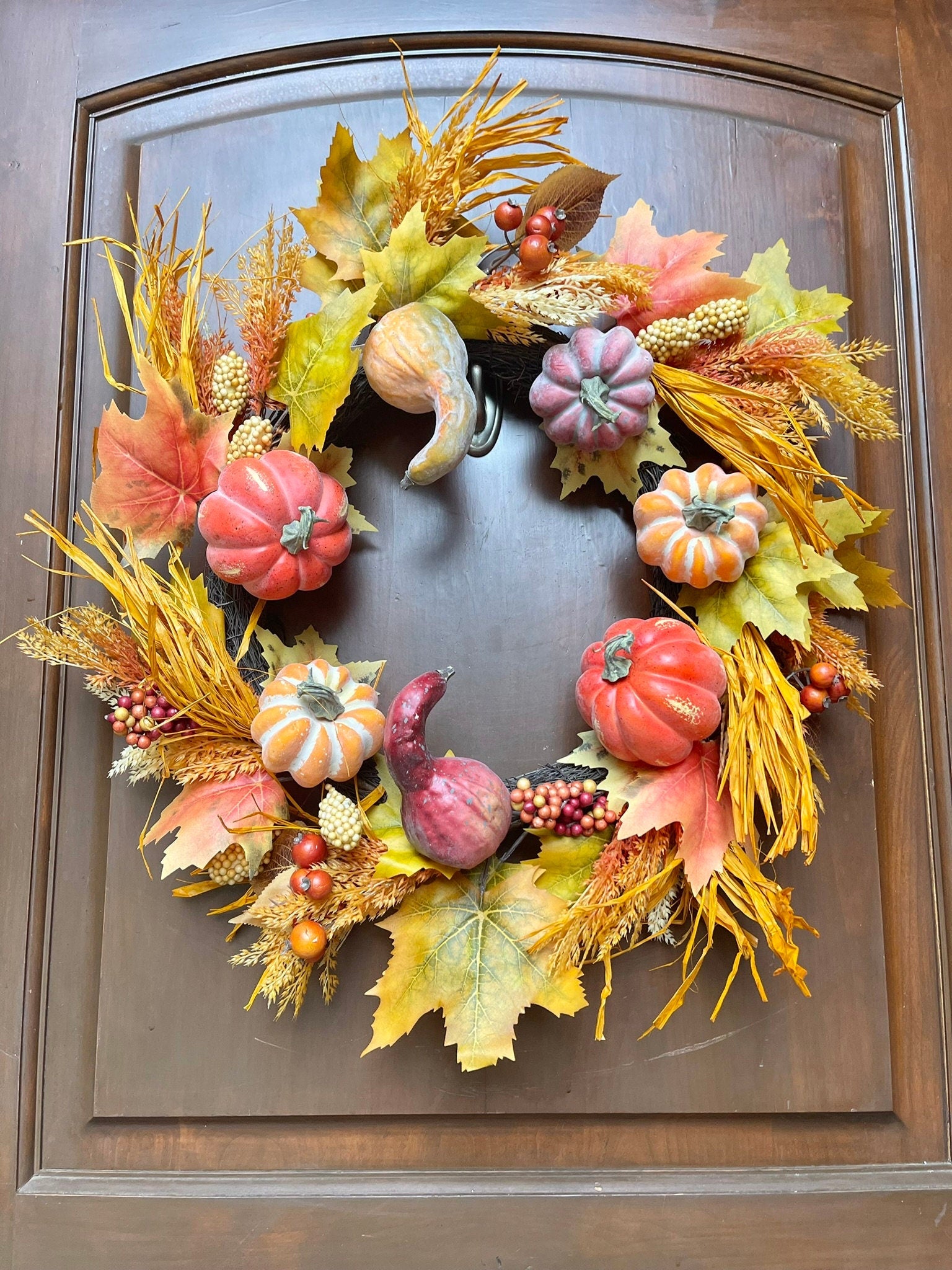 24" Pumpkin Wreath for Front Door, Fall Wreath, Fall Front Door