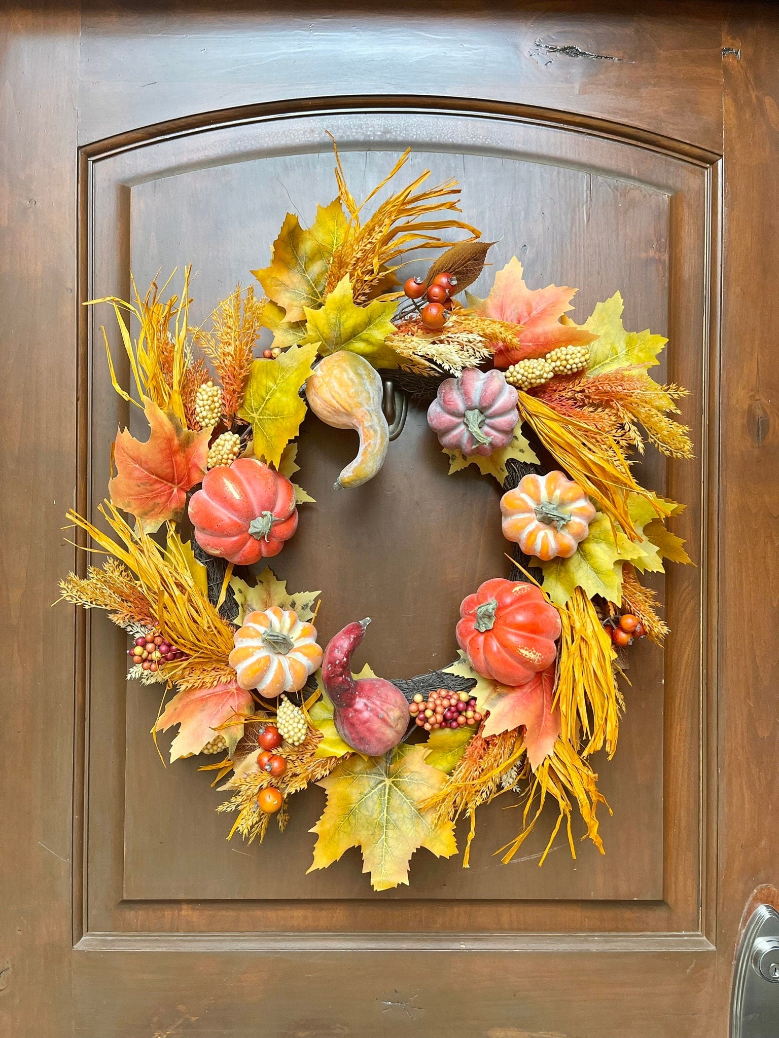 24" Pumpkin Wreath for Front Door, Fall Wreath, Fall Front Door