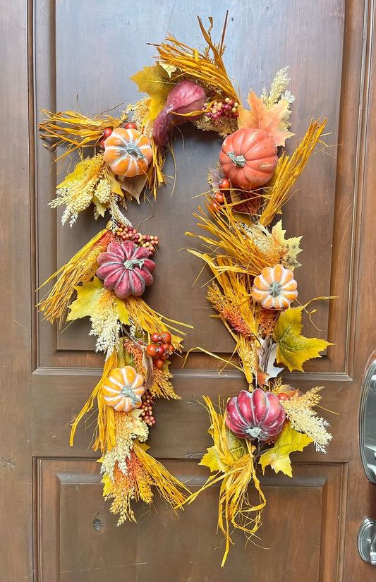 6 foot Pumpkin Garland for Front Door, Fall Garland, Fall Front Door