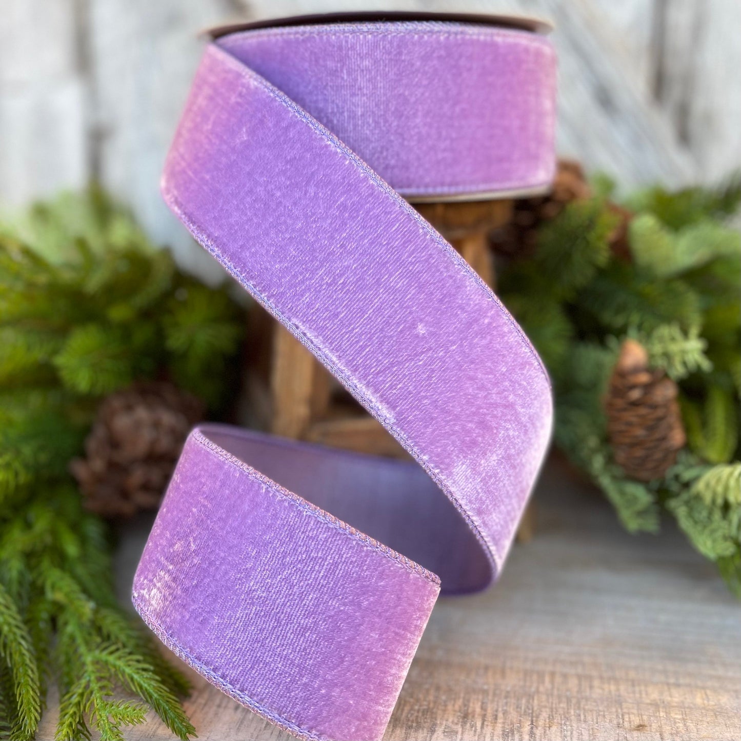 2.5" Puprle Violet Velvet Ribbon, Farrisilk Ribbon, Wired Ribbon