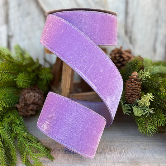 2.5" Puprle Violet Velvet Ribbon, Farrisilk Ribbon