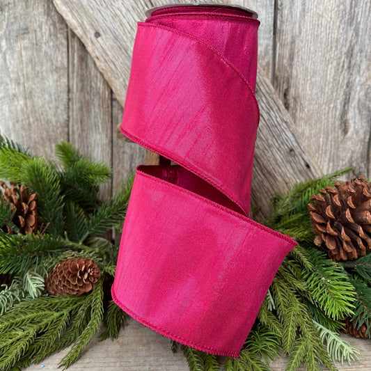 4" Hot Pink Luster Ribbon, Farrisilk Ribbon, Fucshia Ribbon