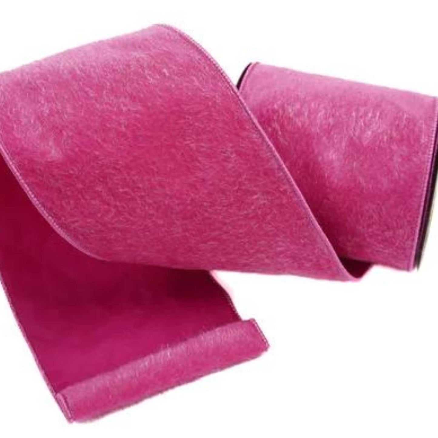 4" Hot Pink Fleece Ribbon, Wired Fleece Ribbon, Farrisilk ribbon