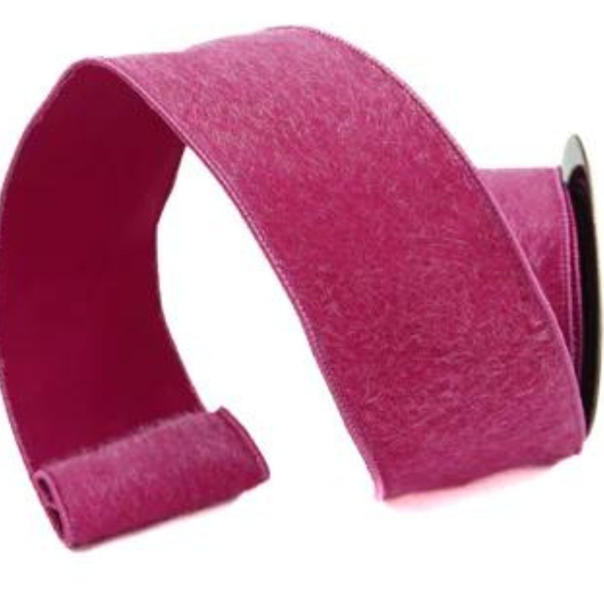 2.5" Hot Pink Fleece Ribbon, Wired Fleece Ribbon, Farrisilk ribbon