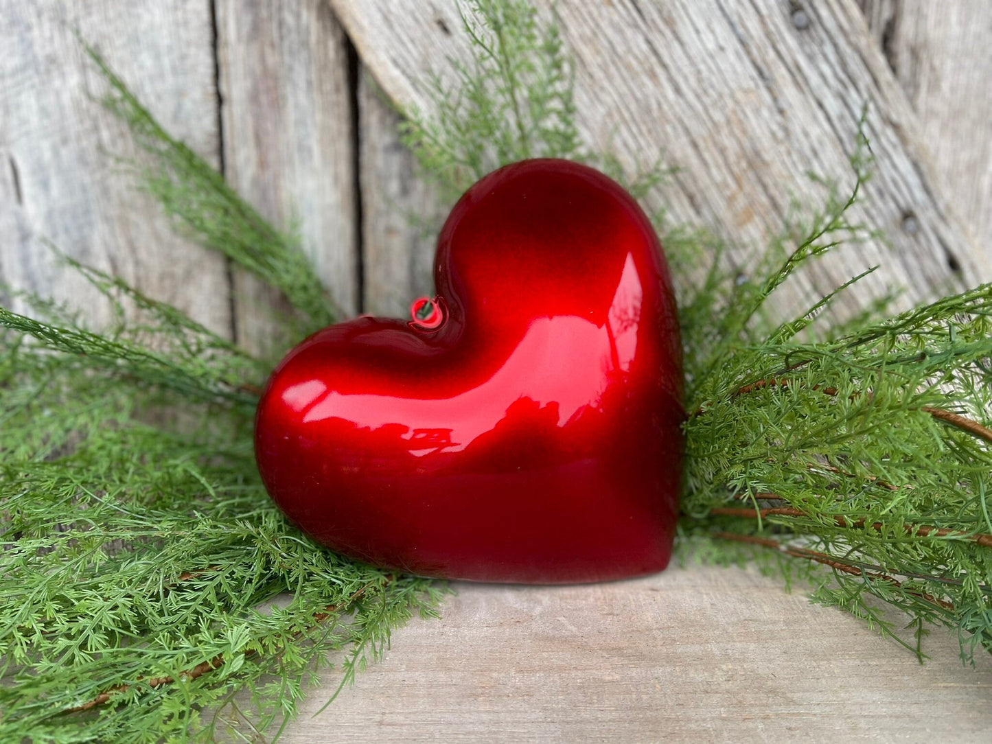 8" Red Heart Ornament, Farrisilk Heart Ornament, Valentine Heart, Wreath Attachment, Candy Apple Heart, Heart Ornament, Heart Decor