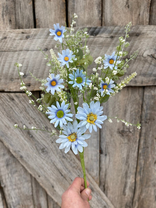 27" Blue Daisy Spray, Blue Floral Spray