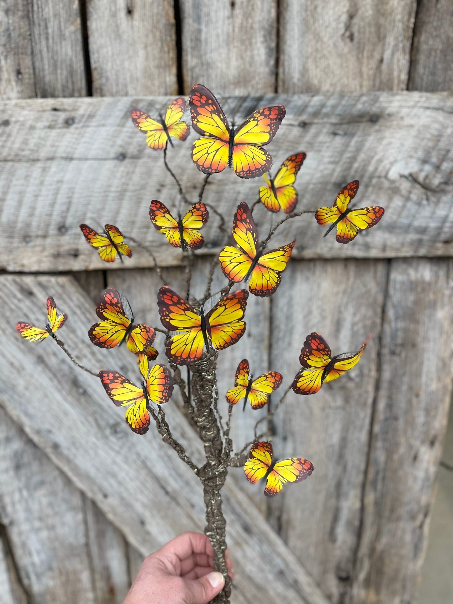 23" Yellow Butterfly Bush, Butterfly Picks, Butterflies for Wreath