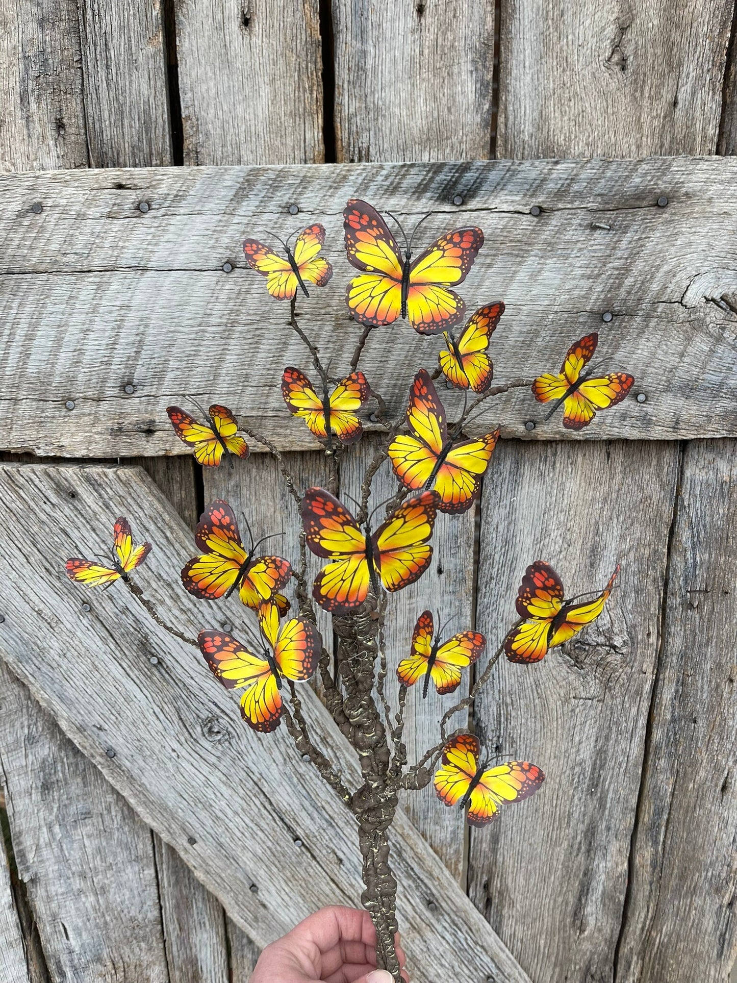 23" Yellow Butterfly Bush, Butterfly Picks, Butterflies for Wreath