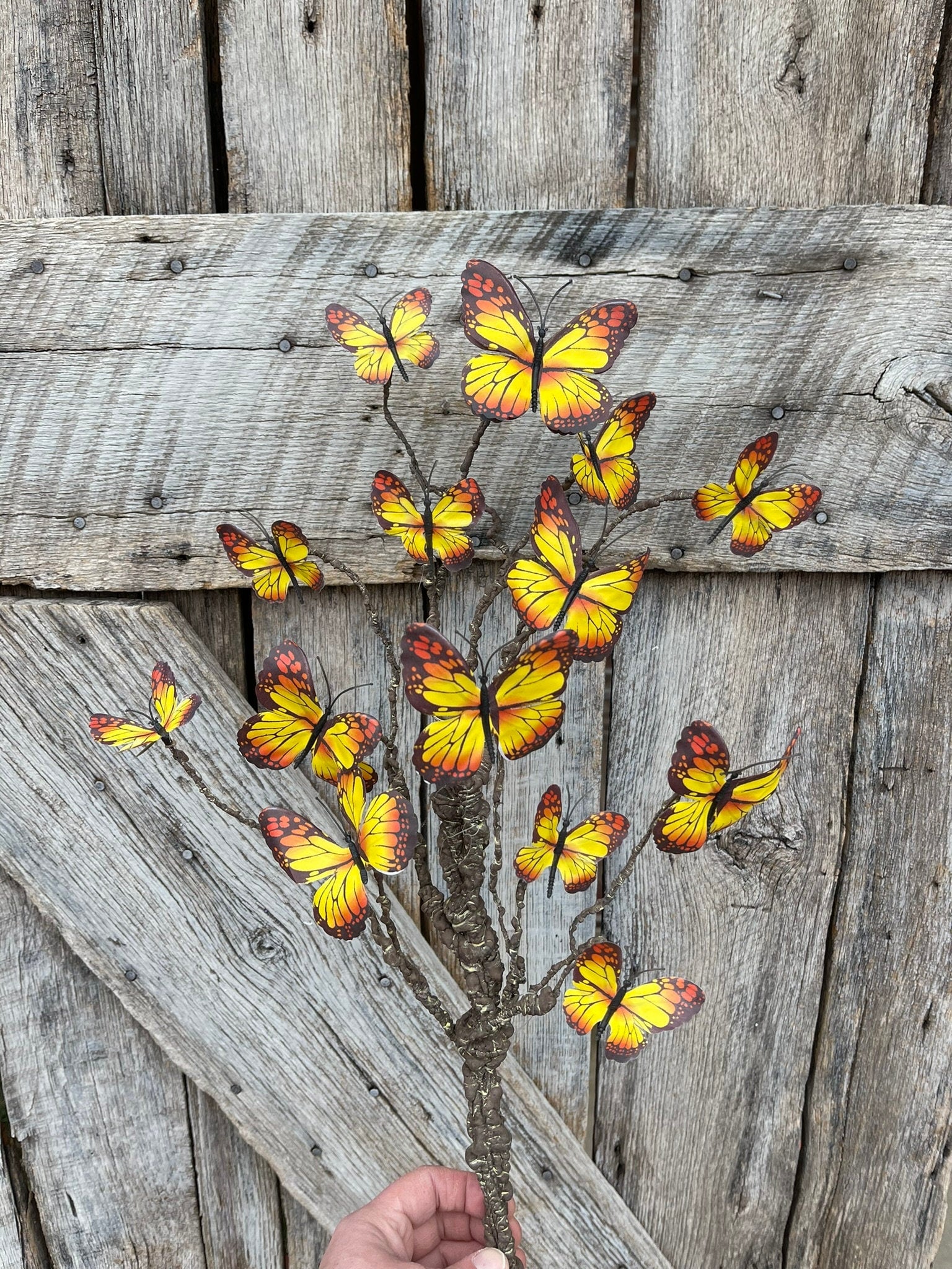 23" Yellow Butterfly Bush, Butterfly Picks, Butterflies for Wreath