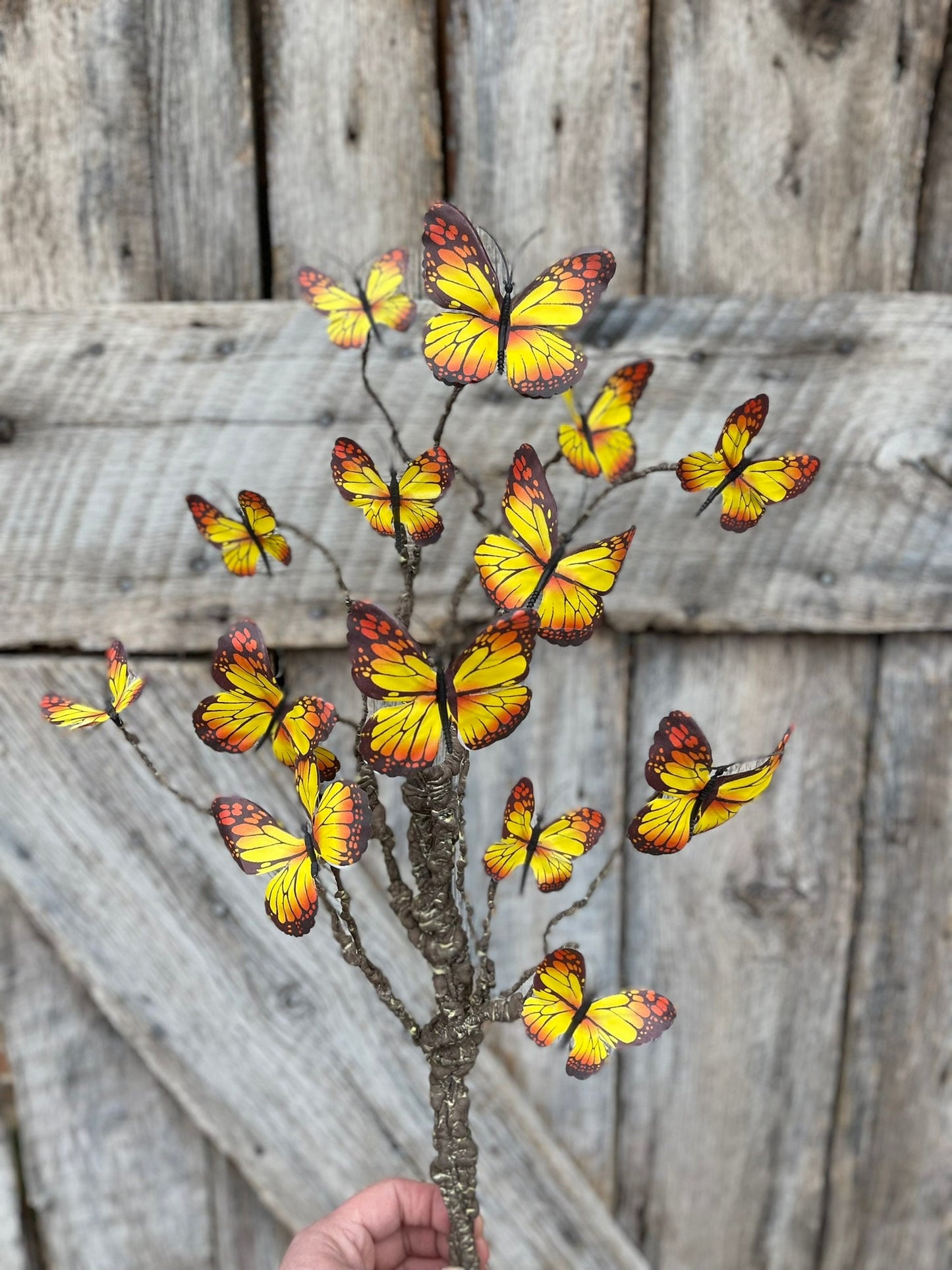 23" Yellow Butterfly Bush, Butterfly Picks, Butterflies for Wreath