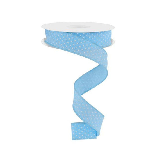 7/8" Light Blue Swiss Dots Ribbon, Blue Swiss Dots Ribbon