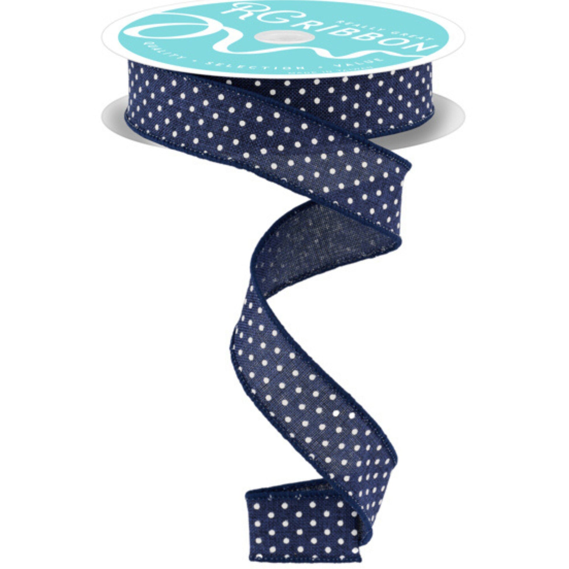 7/8" NavyBlue Swiss Dots Ribbon, Blue Swiss Dots Ribbon