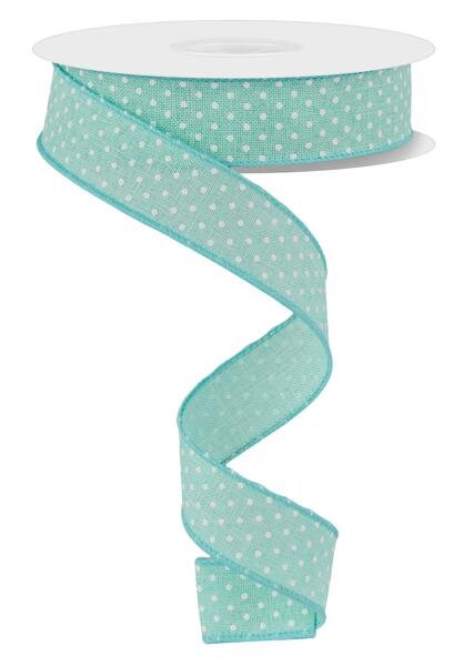 7/8" Mint Green Swiss Dots Ribbon, Mint Swiss Dots Ribbon, Narrow RIbbon