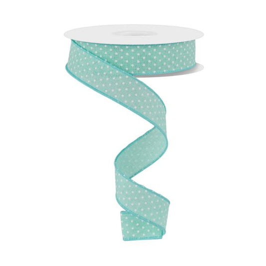 7/8" Mint Green Swiss Dots Ribbon, Mint Swiss Dots Ribbon