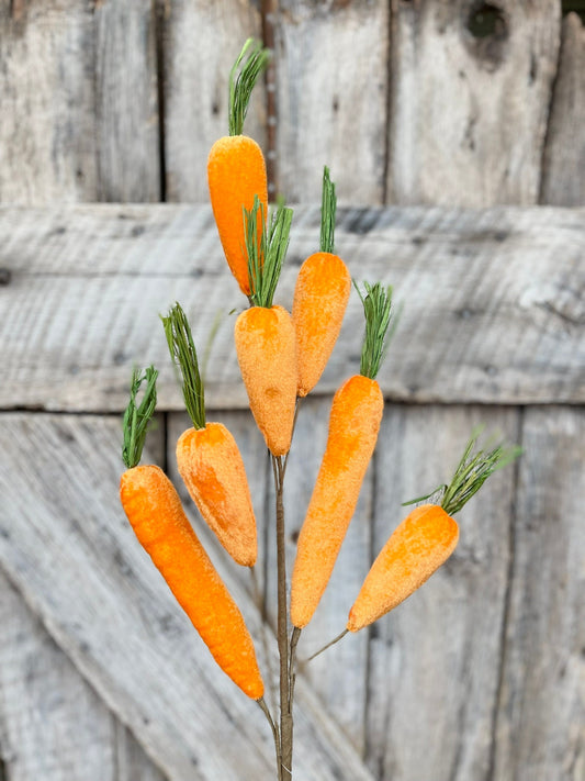 Orange Velvet Carrot Spray, 32" Carrot Spray, Easter Spray