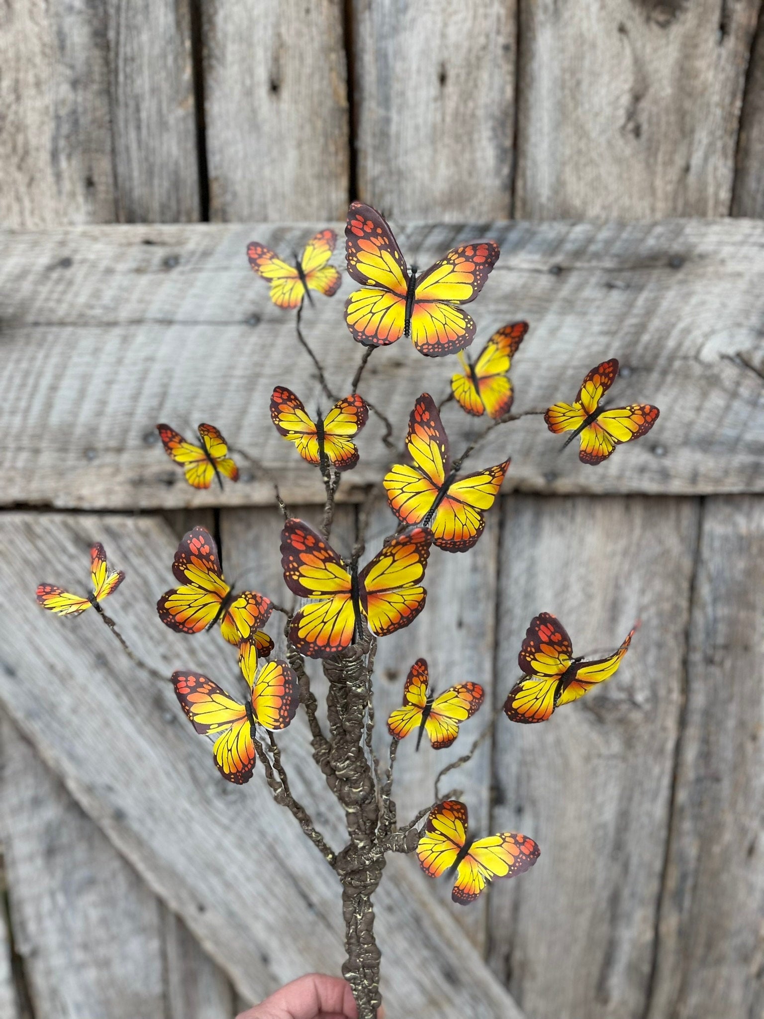 23" Yellow Butterfly Bush, Butterfly Picks, Butterflies for Wreath