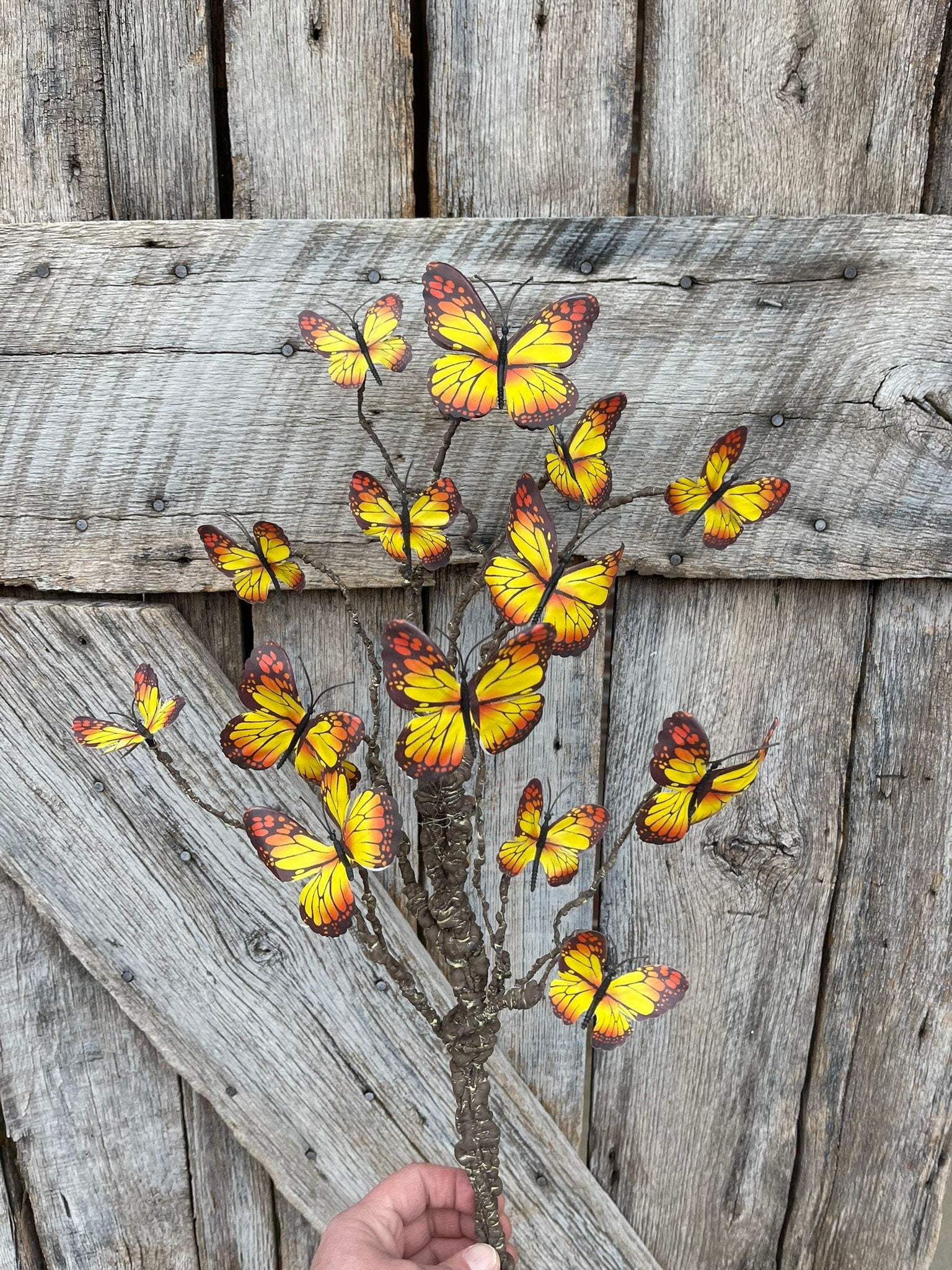 23" Yellow Butterfly Bush, Butterfly Picks, Butterflies for Wreath