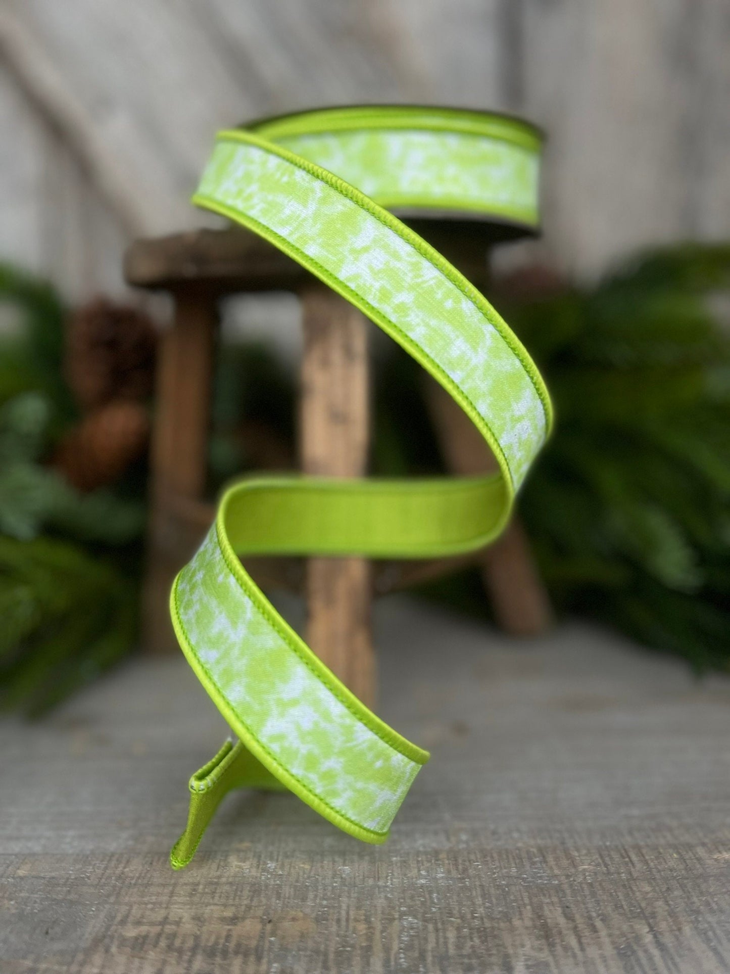 1" Green Tie Dye Ribbon, Farrisilk Ribbon, Spring Ribbon