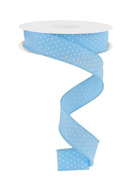 7/8" Light Blue Swiss Dots Ribbon, Blue Swiss Dots Ribbon, Narrow RIbbon