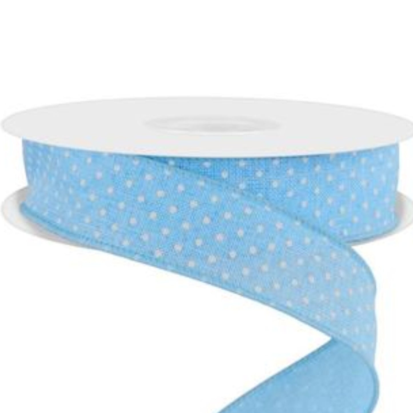 7/8" Light Blue Swiss Dots Ribbon, Blue Swiss Dots Ribbon, Narrow RIbbon