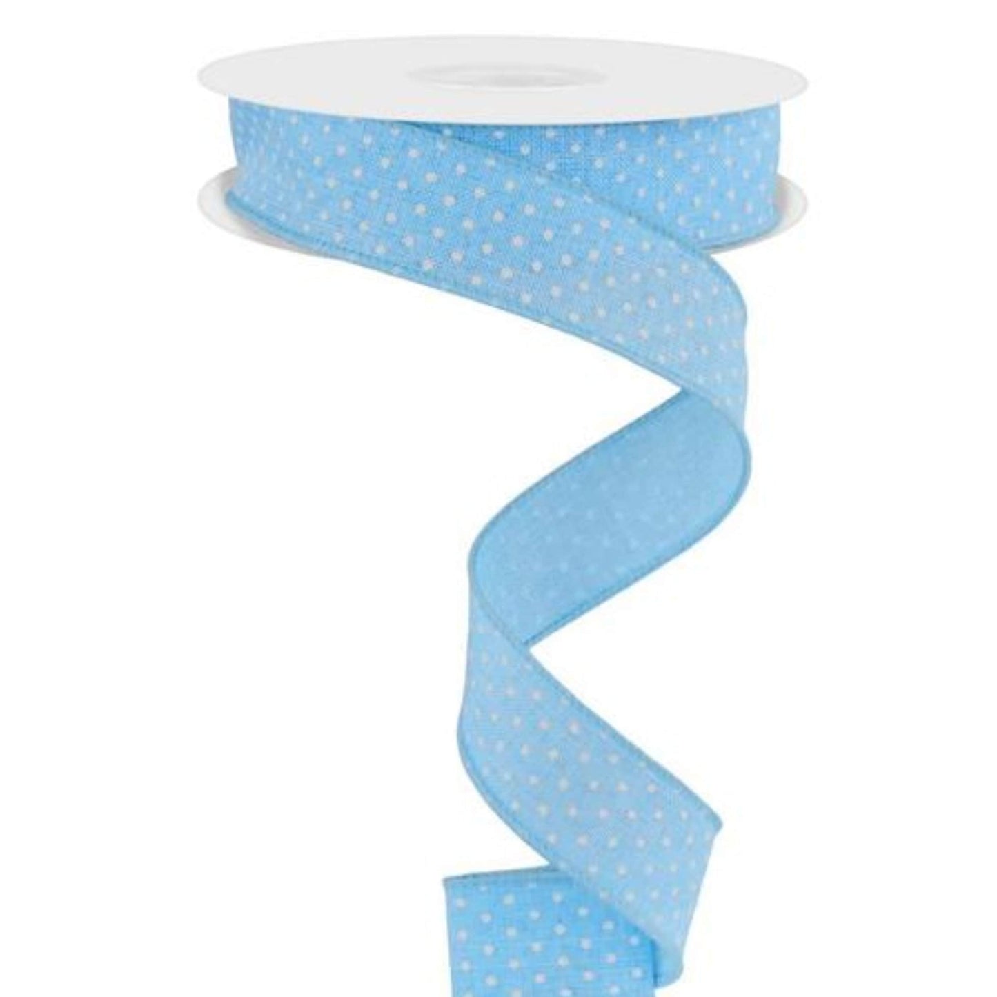 7/8" Light Blue Swiss Dots Ribbon, Blue Swiss Dots Ribbon, Narrow RIbbon