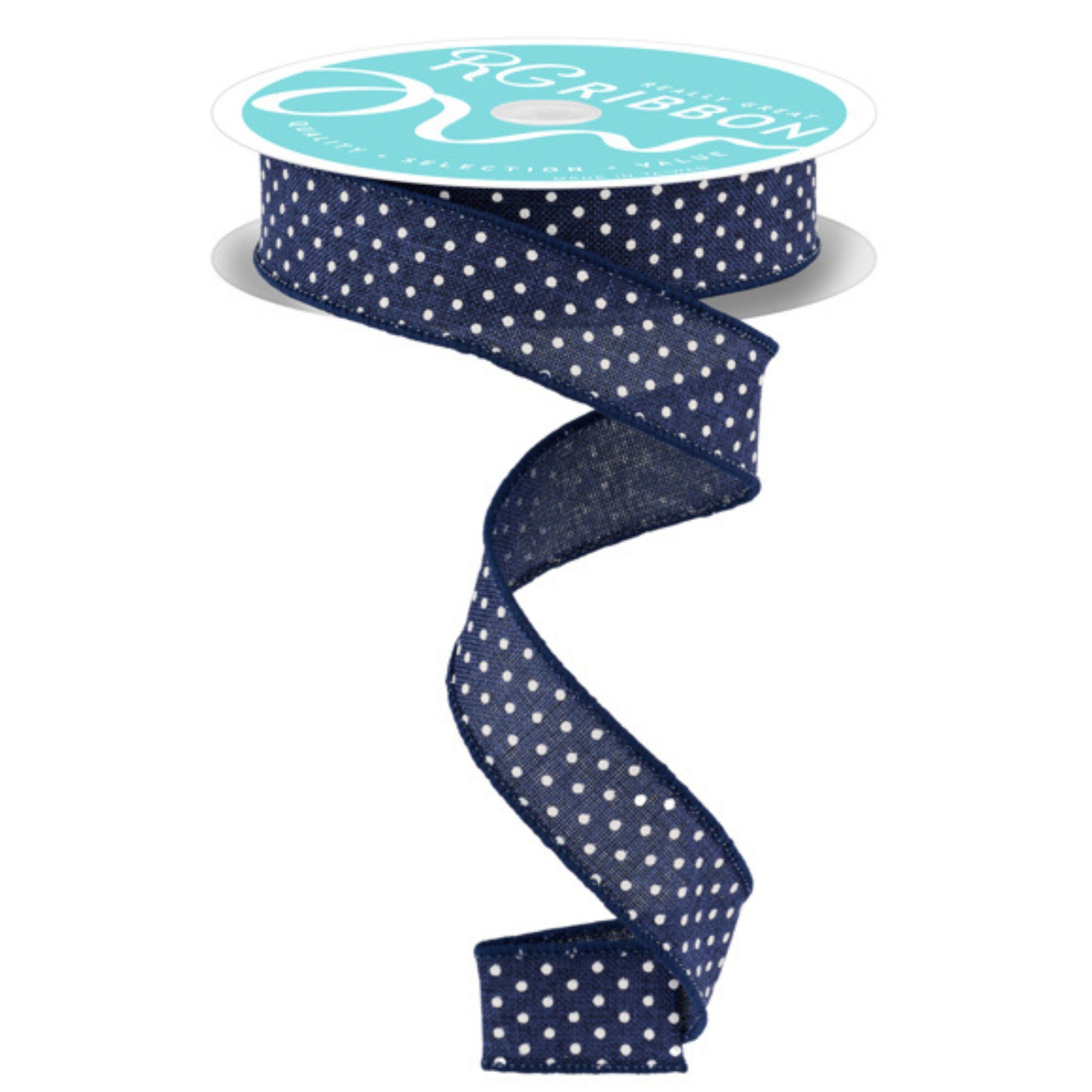 7/8" NavyBlue Swiss Dots Ribbon, Blue Swiss Dots Ribbon, Narrow RIbbon