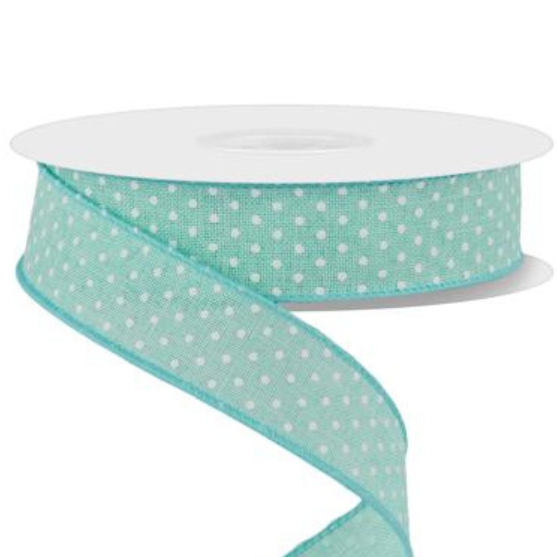 7/8" Mint Green Swiss Dots Ribbon, Mint Swiss Dots Ribbon, Narrow RIbbon