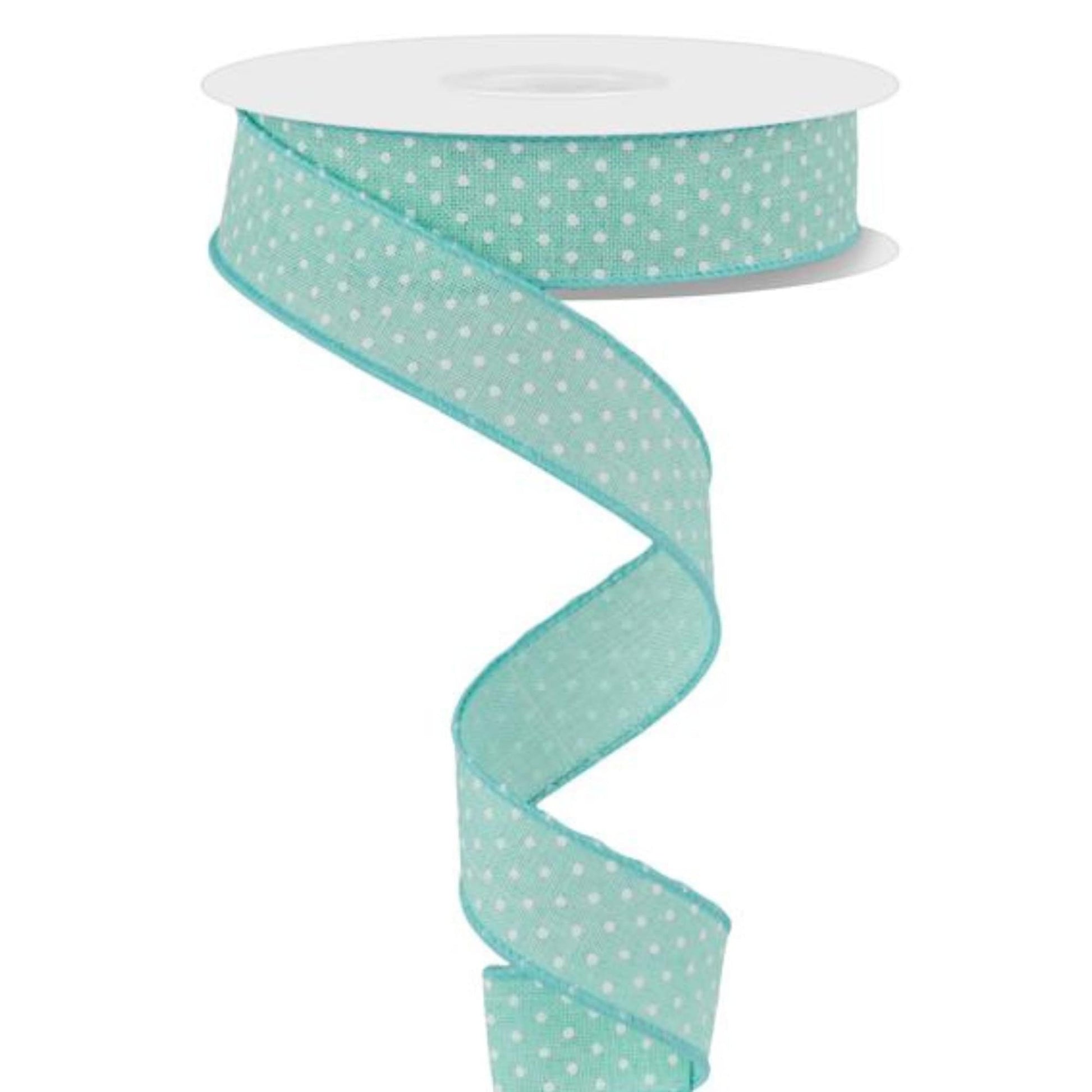 7/8" Mint Green Swiss Dots Ribbon, Mint Swiss Dots Ribbon, Narrow RIbbon