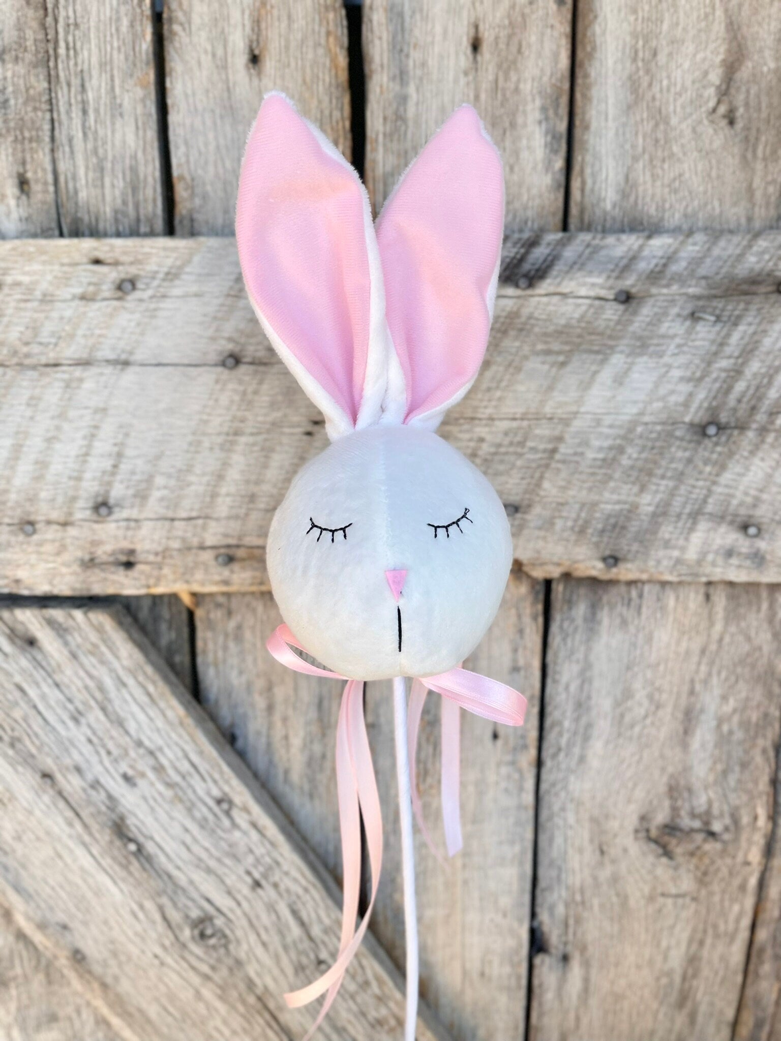 29" Easter Bunny Head Pick, Plush Bunny Head Pick, Easter Picks