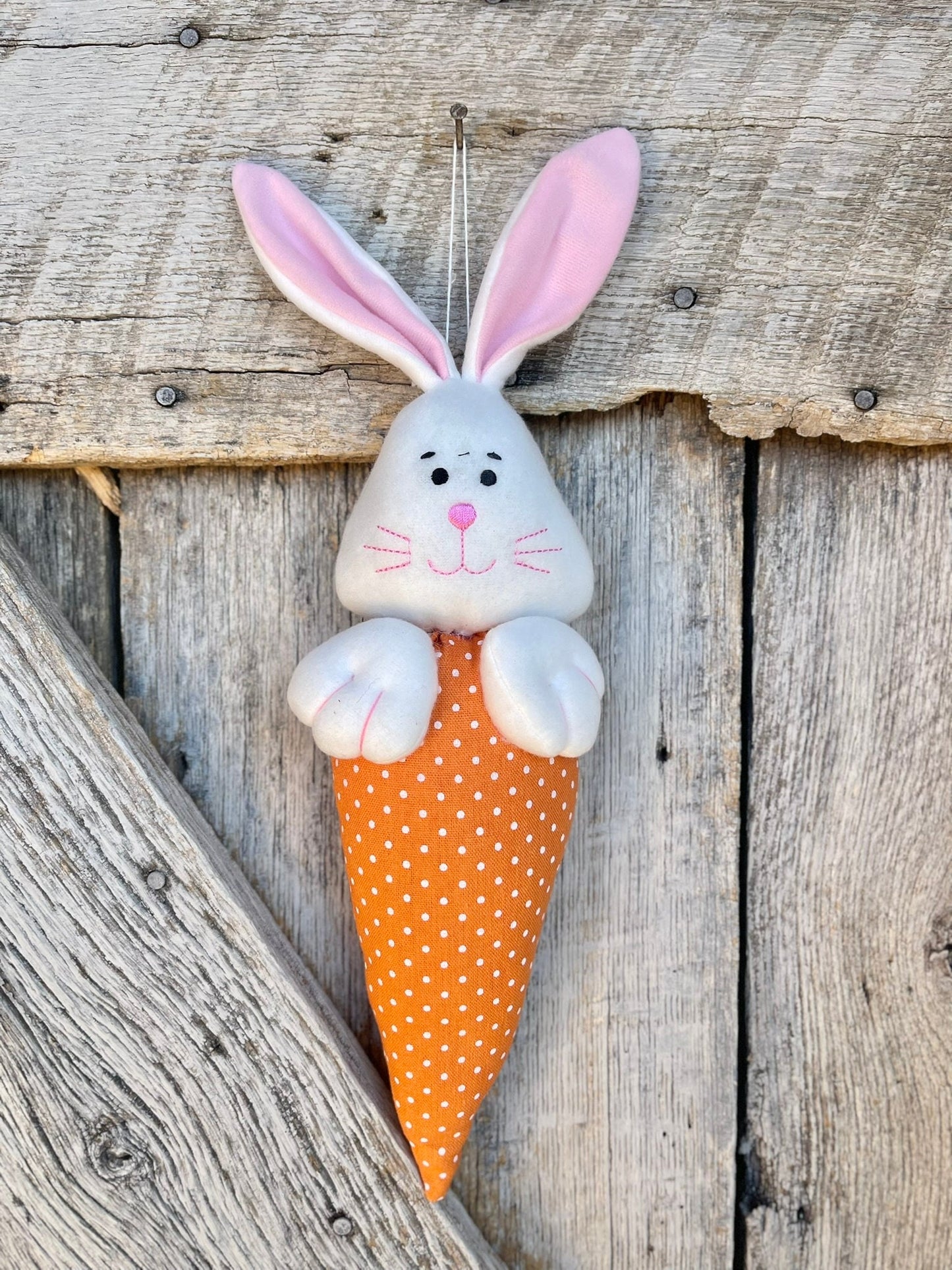 20" Plush Bunny Easter Decor, Bunny Ornament, Carot Ornament