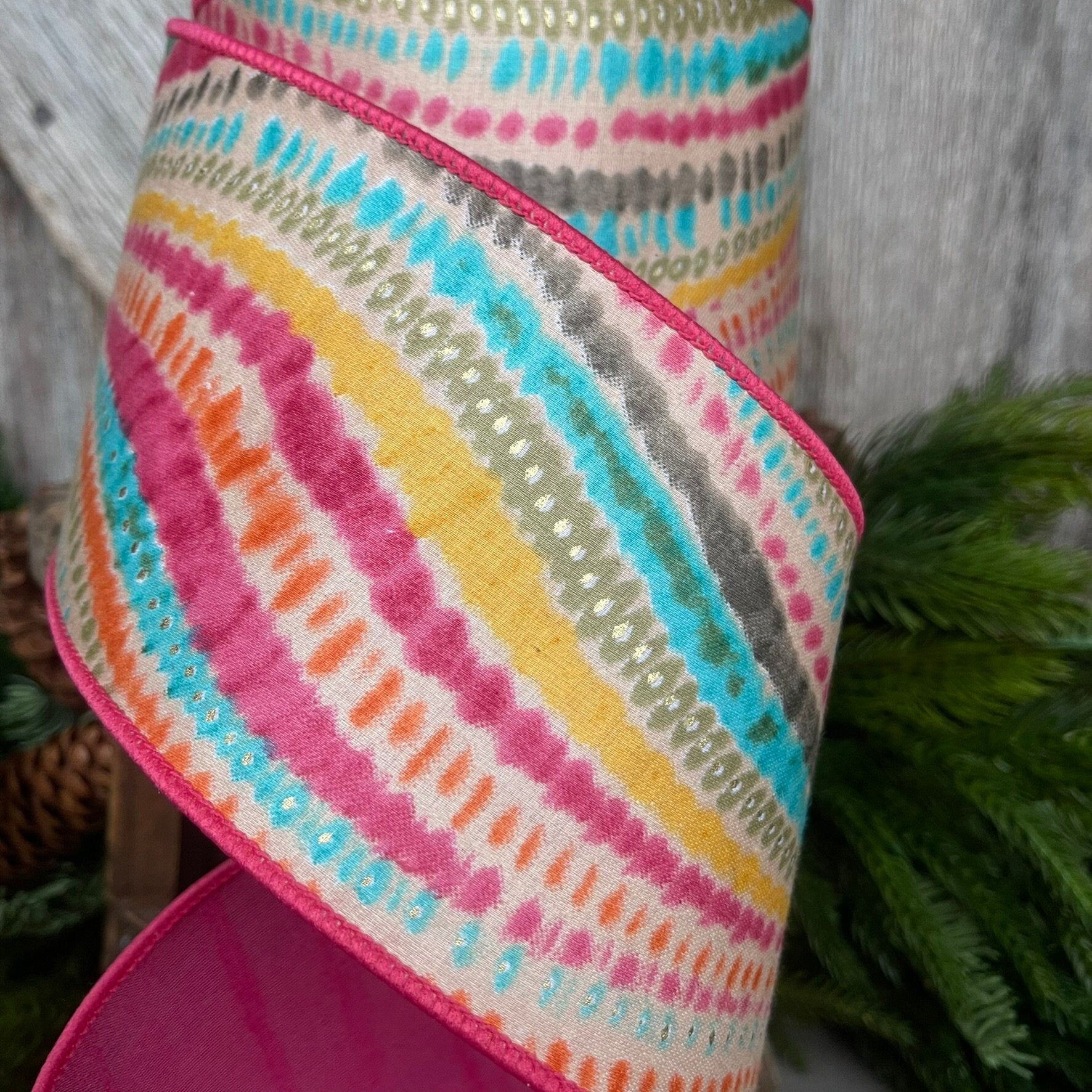 4" Bohemian Wired Ribbon, Farrisilk Ribbon