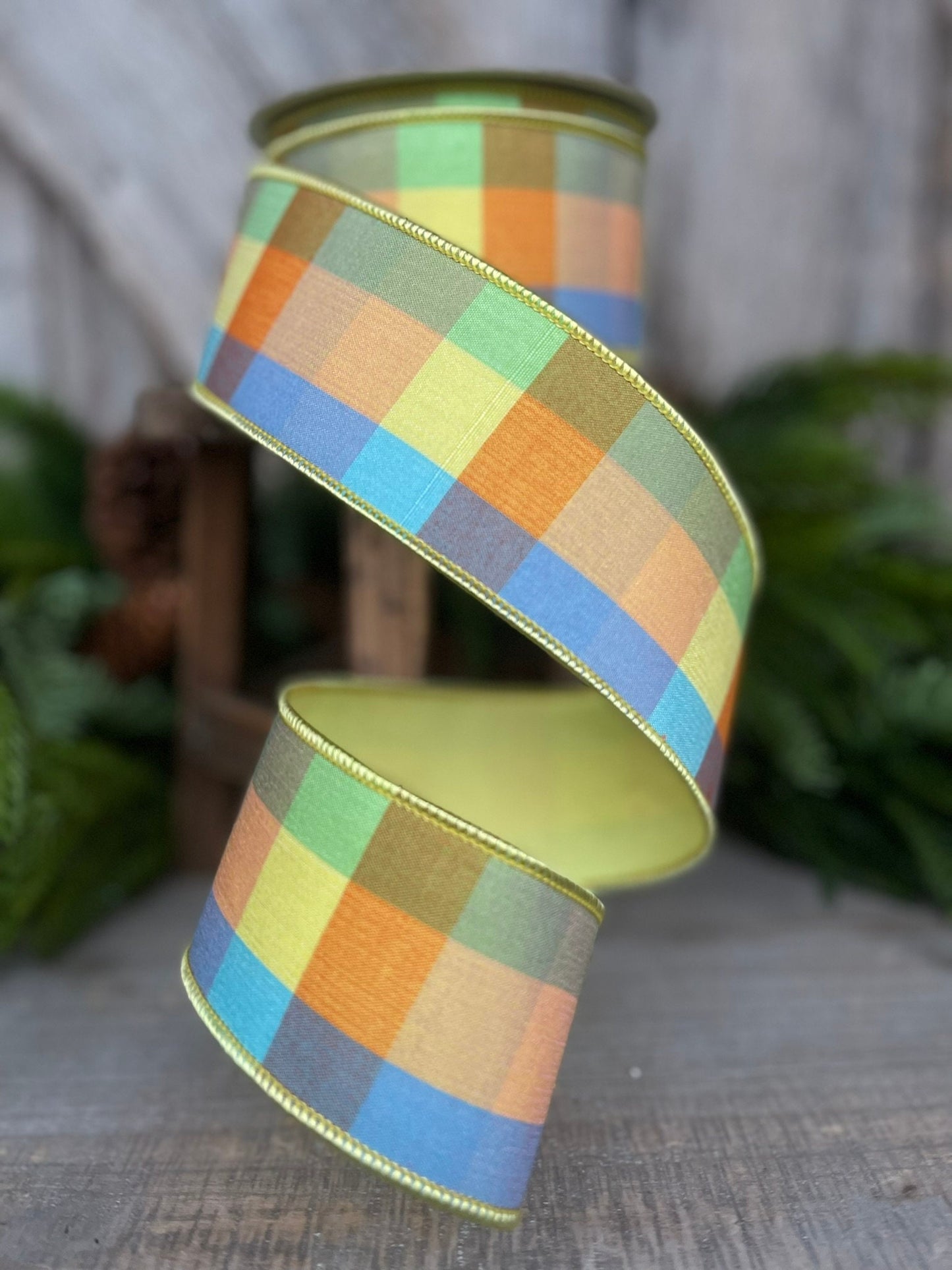 2.5" Easter Checks, Farrisilk Ribbon