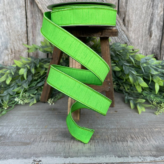 1" Green Dupion Ribbon, Farrisilk Ribbon