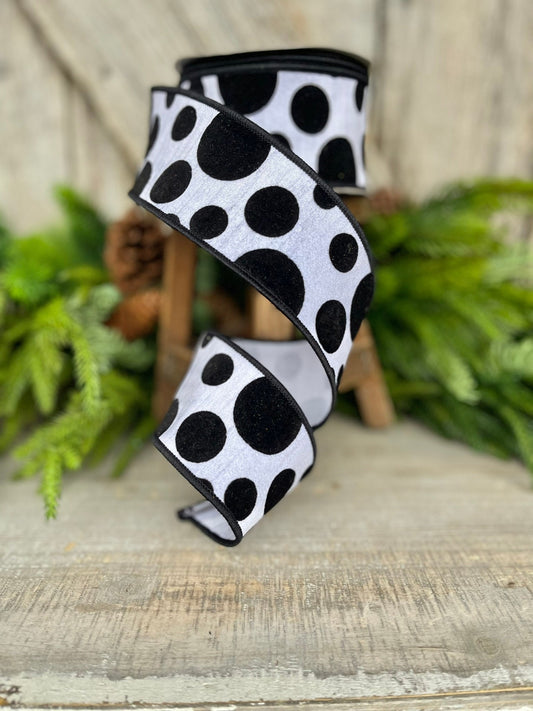 2.5" Black White Retro Dot, Farrisilk Ribbon