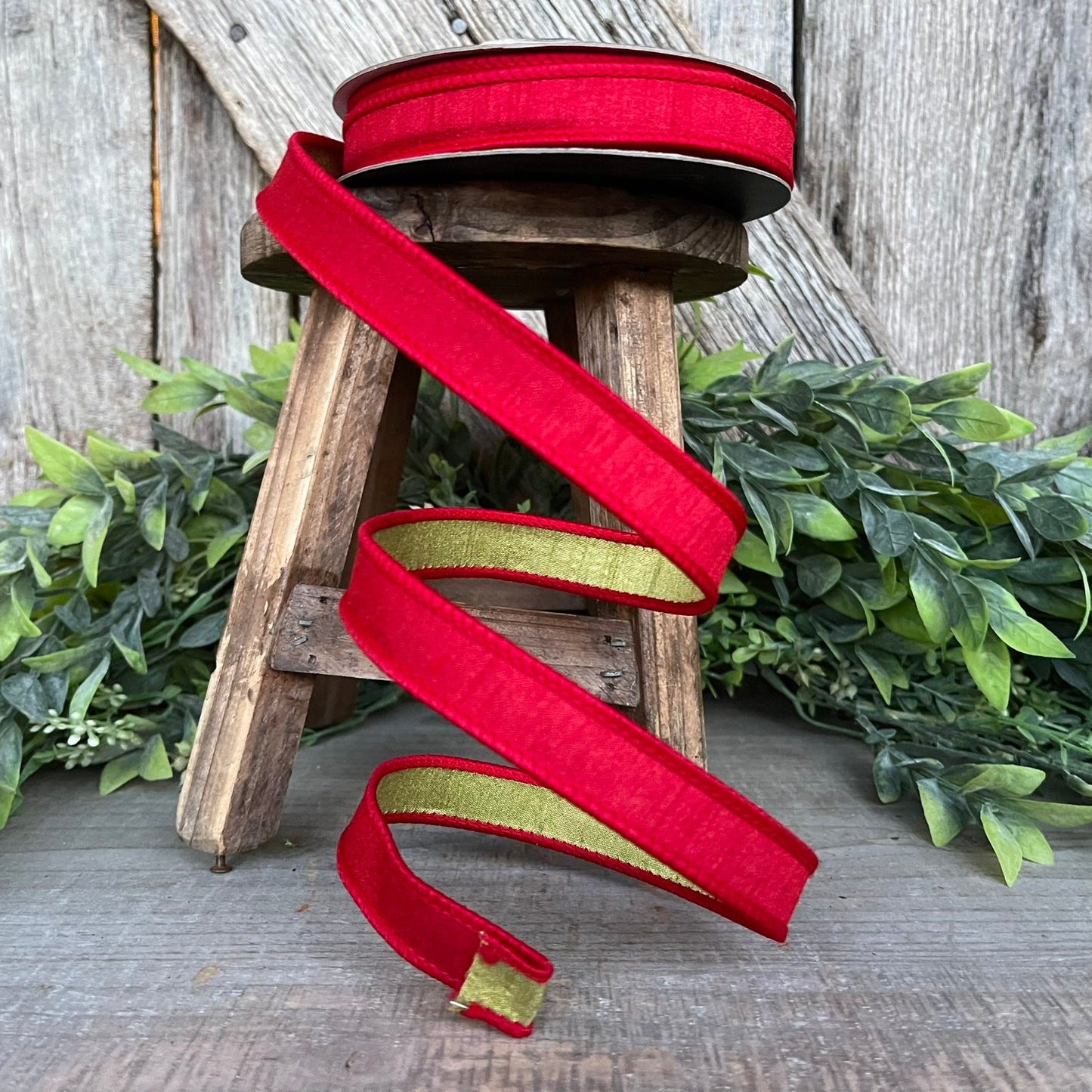 3/4" Red Green Ribbon, Farrisilk Ribbon, Double Sided Ribbon