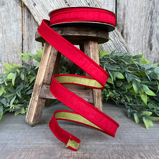 3/4" Red Green Ribbon, Farrisilk Ribbon