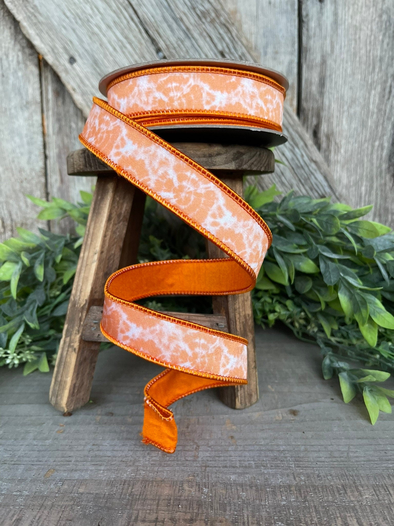 1" OrangeTie Dye Ribbon, Farrisilk Ribbon, Spring Ribbon