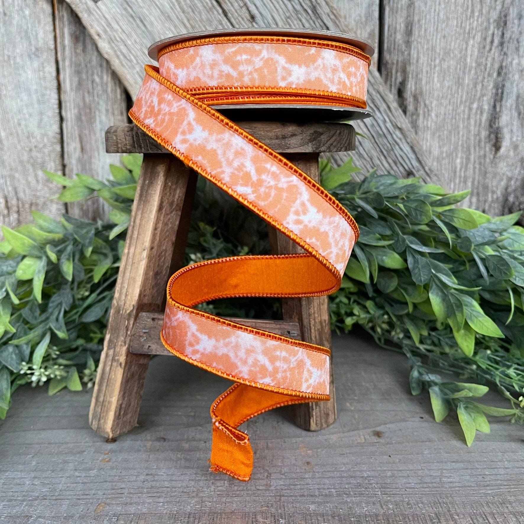 1" OrangeTie Dye Ribbon, Farrisilk Ribbon