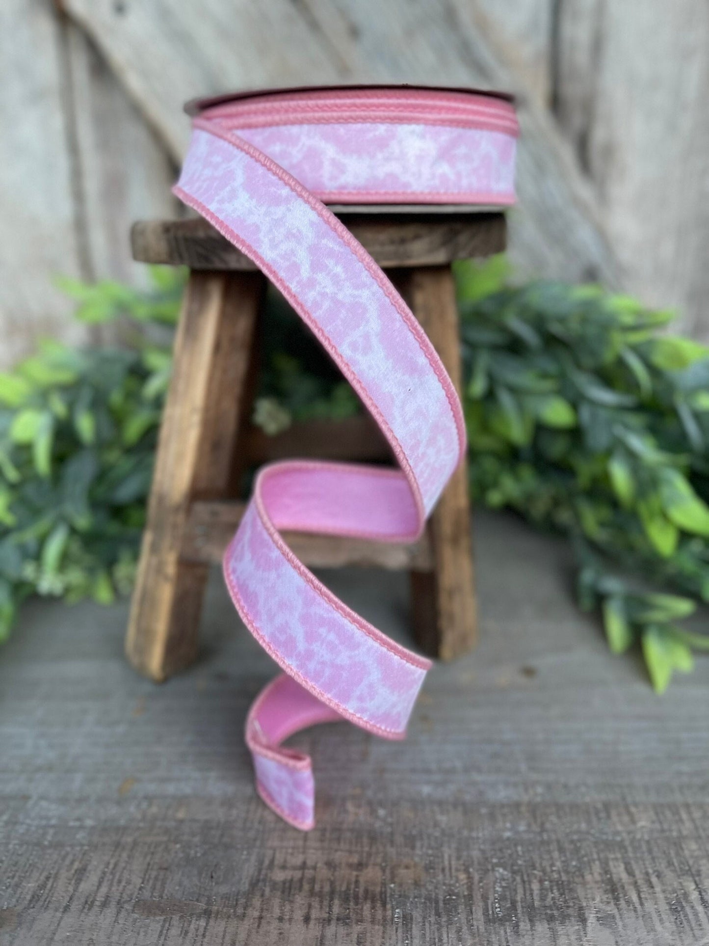 1" Light Pink Tie Dye Ribbon, Farrisilk Ribbon, Spring Ribbon