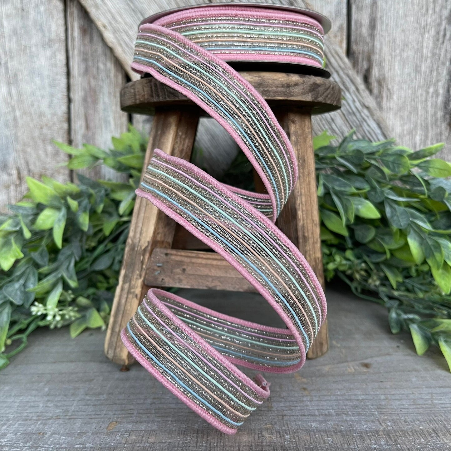 1" Unicorn Stripes Ribbon, Farrisilk Ribbon, Spring Ribbon