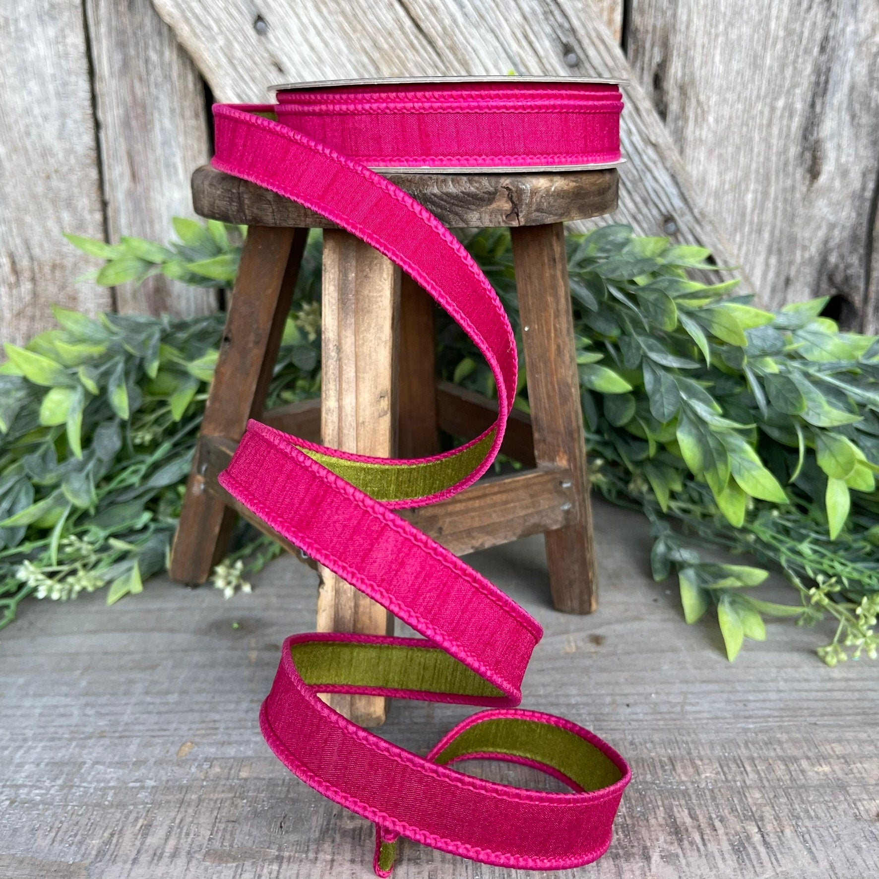 3/4” Hot Pink Ribbon, Farrisilk ribbon, wired ribbon