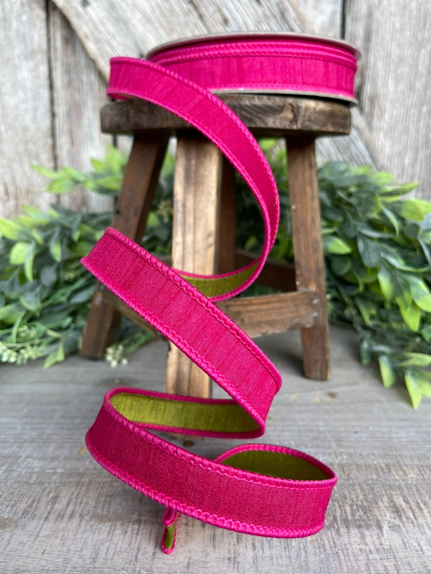 3/4” Hot Pink Ribbon, Farrisilk ribbon, wired ribbon