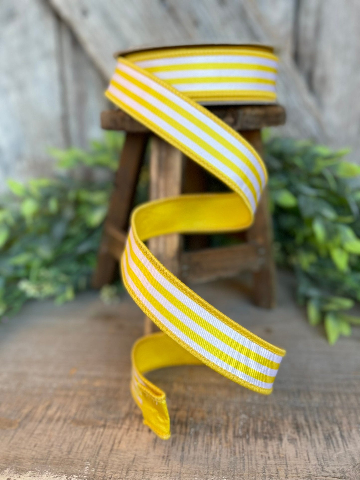 1" Yellow Newport Stripes, Farrisilk ribbon, Yellow Stripe RIbbon