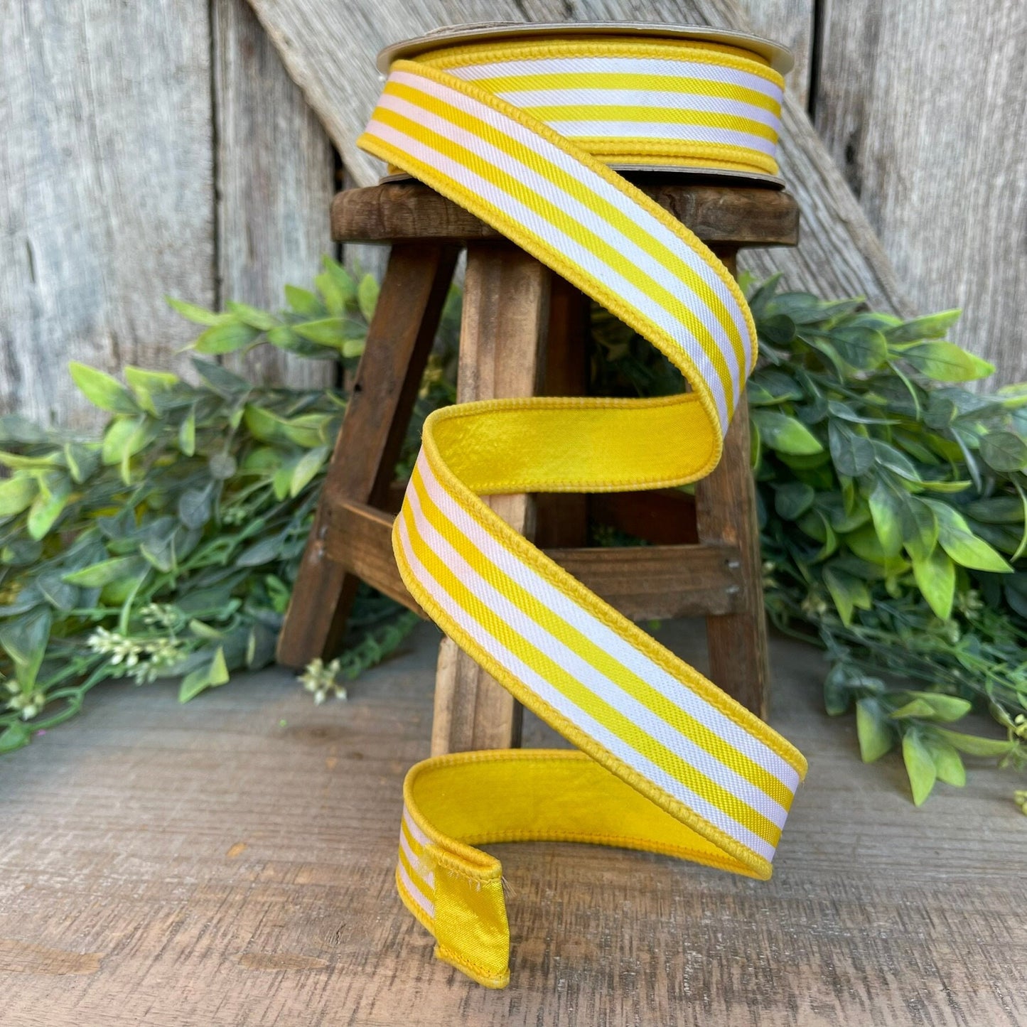 1" Yellow Newport Stripes, Farrisilk ribbon, Yellow Stripe RIbbon