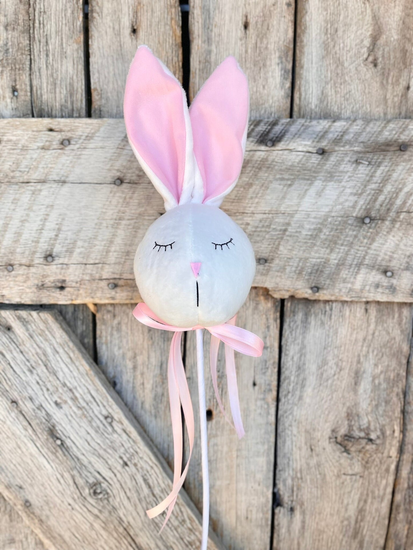 29" Easter Bunny Head Pick, Plush Bunny Head Pick, Easter Picks